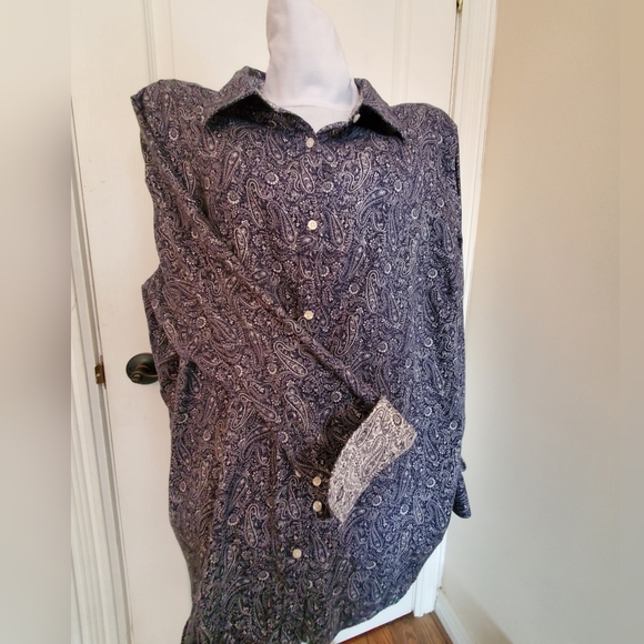 Chaps navy and white paisley shirt - Picture 4 of 4